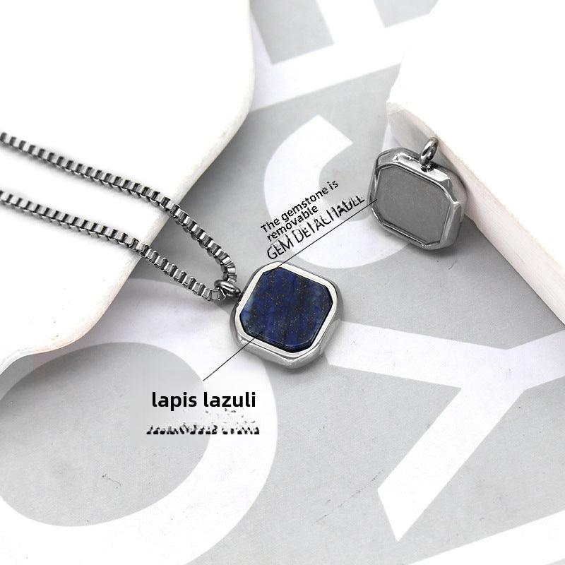 Geometry Lapis Lazuli Women's Necklace (Gold/ Steel chain) - My Vibe Finder