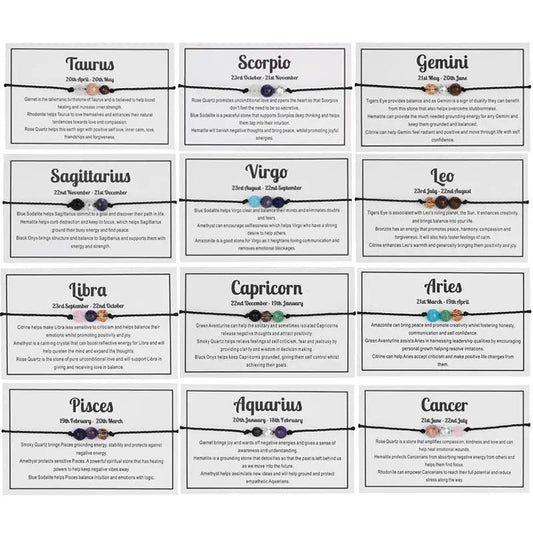 Zodiac Sign Facet Stone Woven Bracelet - My Vibe Finder