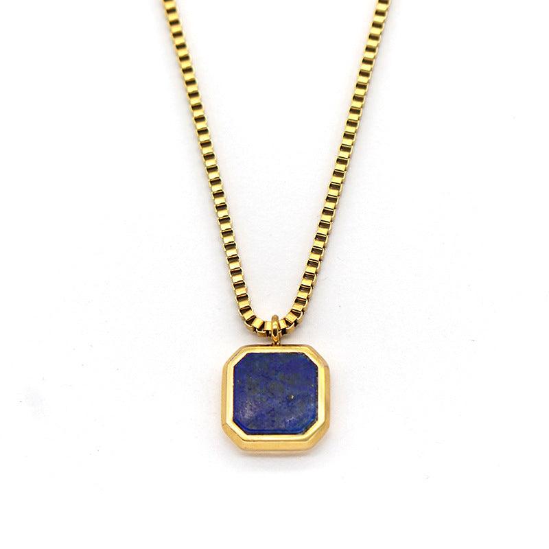 Geometry Lapis Lazuli Women's Necklace (Gold/ Steel chain) - My Vibe Finder