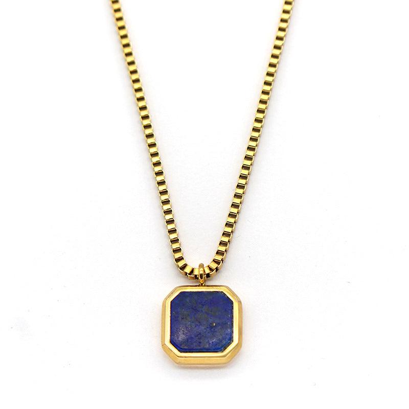 Geometry Lapis Lazuli Women's Necklace (Gold/ Steel chain) - My Vibe Finder