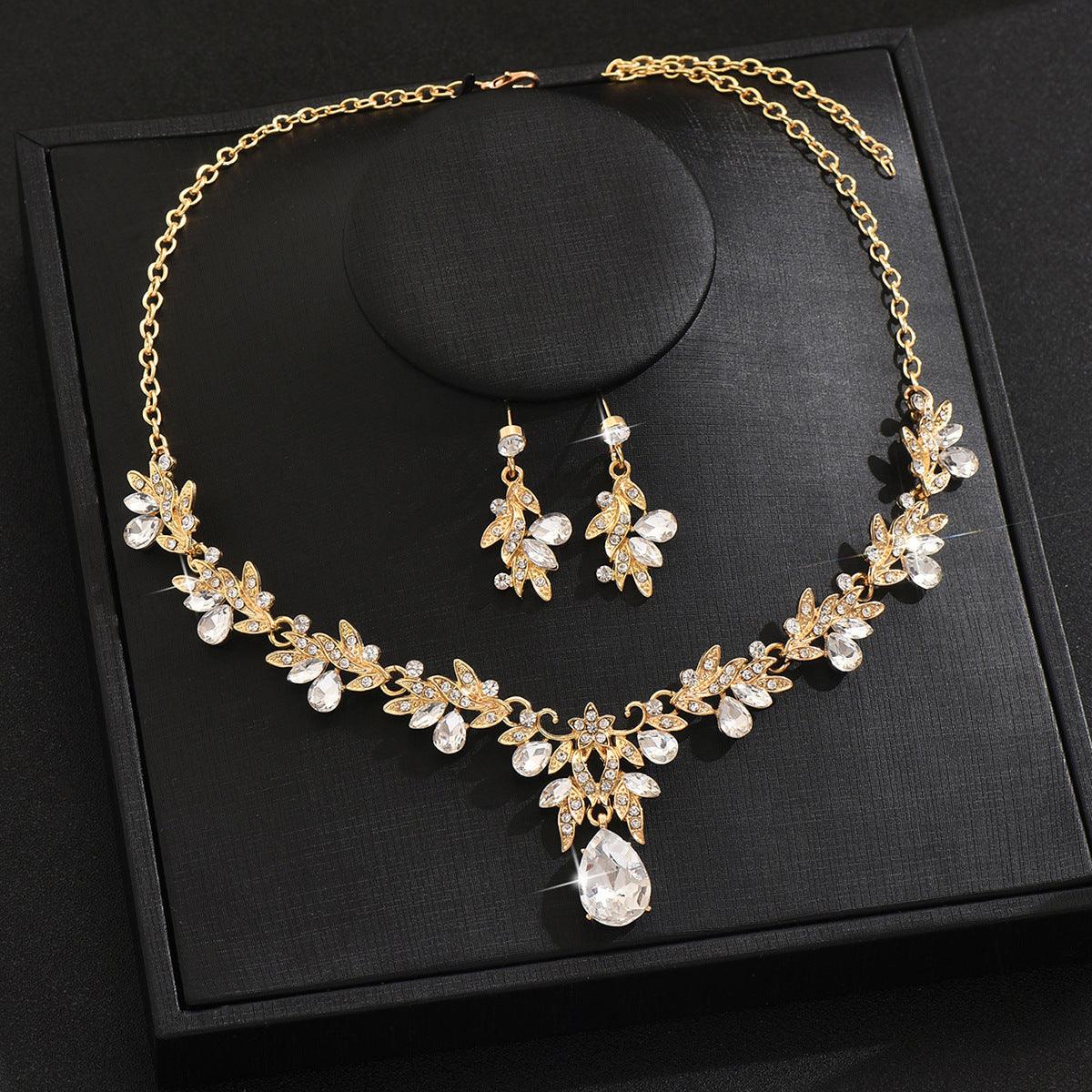 Bridal Crystal Necklace Earrings Set - My Vibe Finder