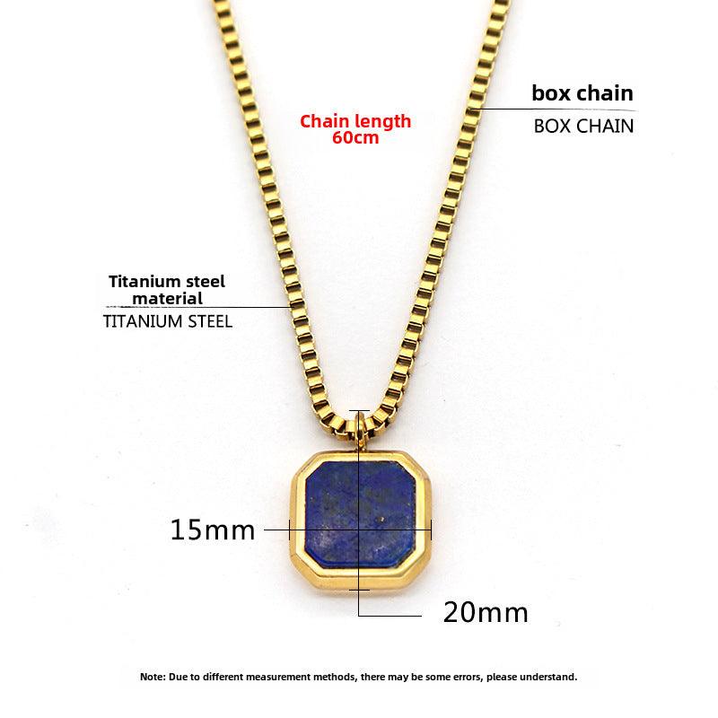 Geometry Lapis Lazuli Women's Necklace (Gold/ Steel chain) - My Vibe Finder