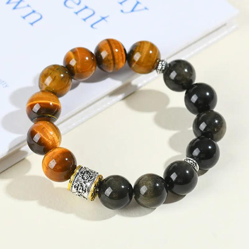 Natural Yellow Tiger's Eye Obsidian Bracelet(Large Bead) - My Vibe Finder