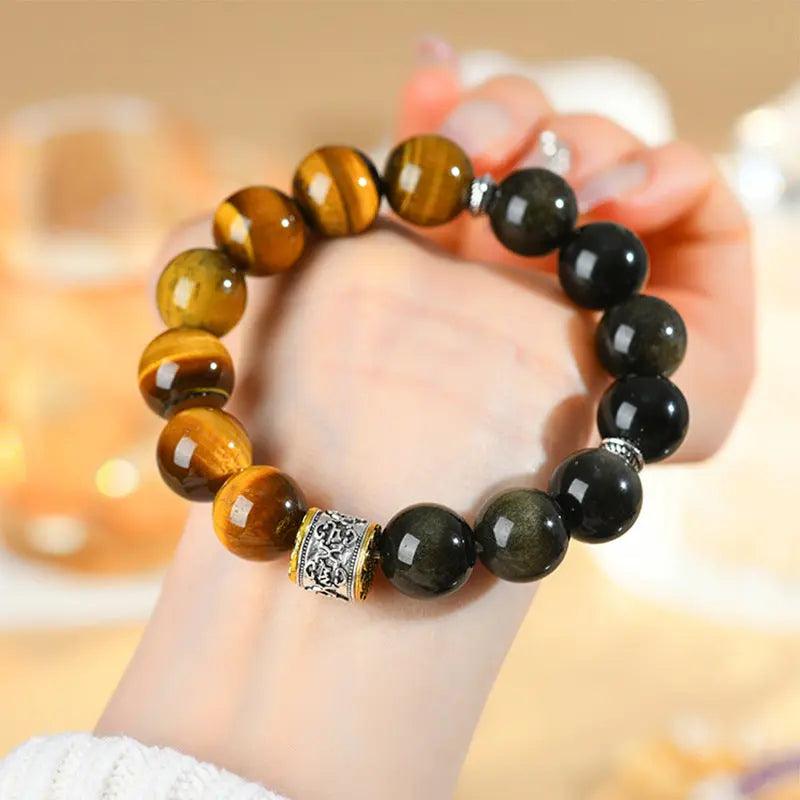 Natural Yellow Tiger's Eye Obsidian Bracelet(Large Bead) - My Vibe Finder