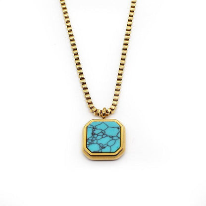 Geometry Lapis Lazuli Women's Necklace (Gold/ Steel chain) - My Vibe Finder