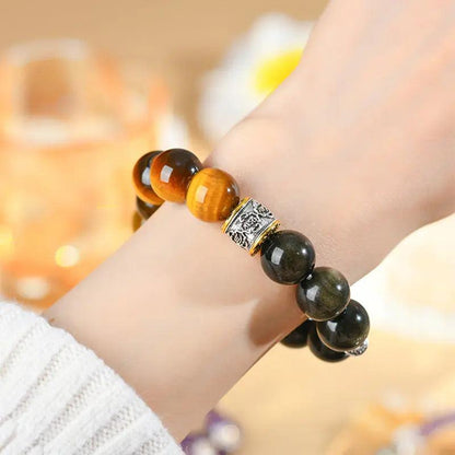 Natural Yellow Tiger's Eye Obsidian Bracelet(Large Bead) - My Vibe Finder