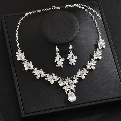 Bridal Crystal Necklace Earrings Set - My Vibe Finder