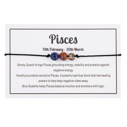 Zodiac Sign Facet Stone Woven Bracelet - My Vibe Finder