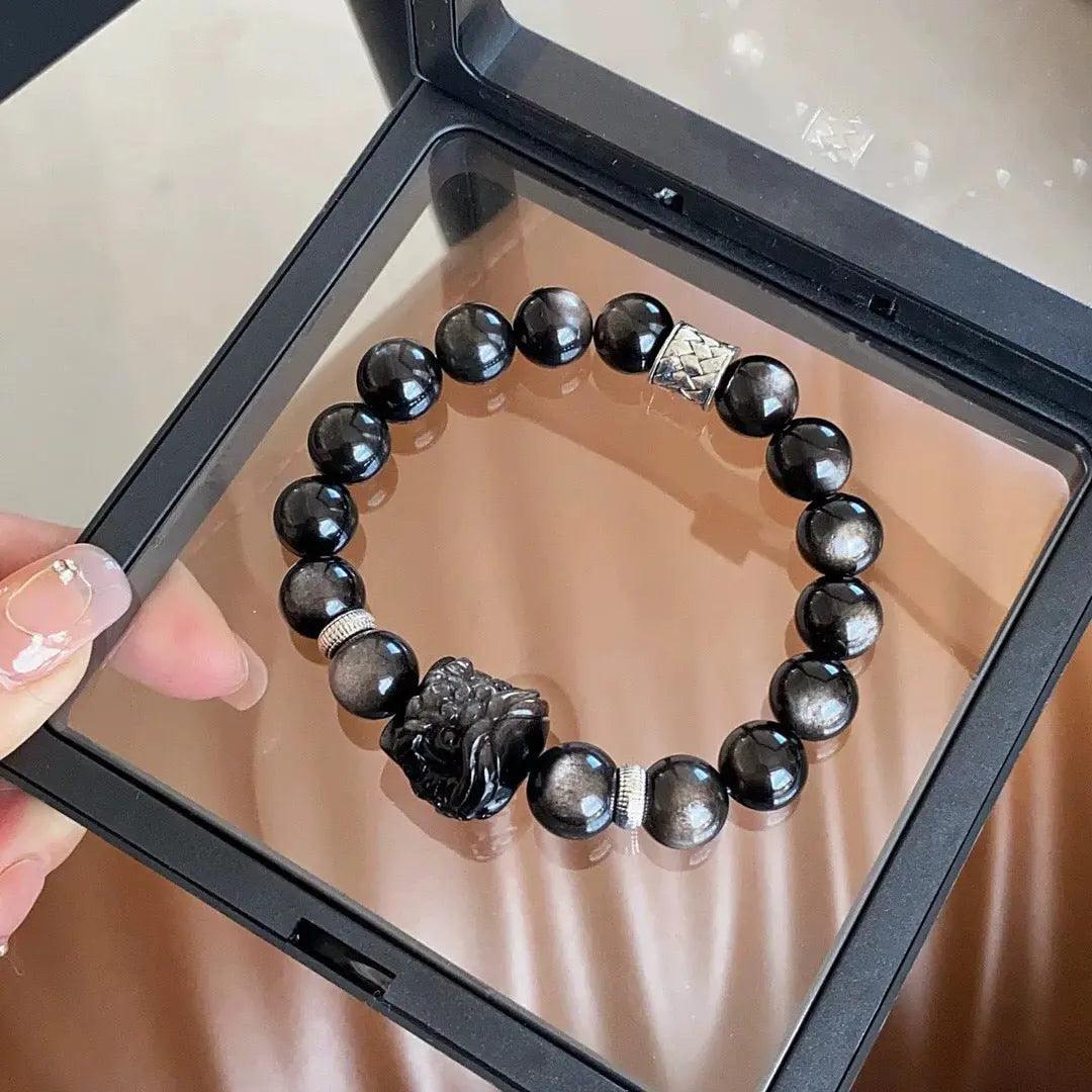 Natural Silver Obsidian Bracelet - My Vibe Finder